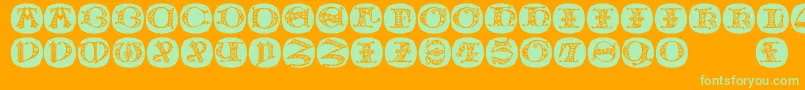 Uncialbuttonsa Font – Green Fonts on Orange Background