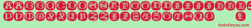 Uncialbuttonsa Font – Red Fonts on Green Background