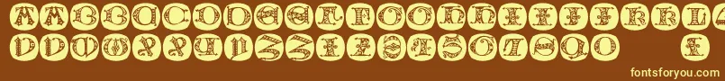Uncialbuttonsa Font – Yellow Fonts on Brown Background