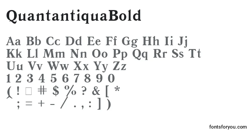 A fonte QuantantiquaBold – alfabeto, números, caracteres especiais
