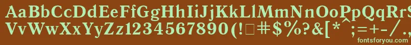 フォントQuantantiquaBold – 緑色の文字が茶色の背景にあります。