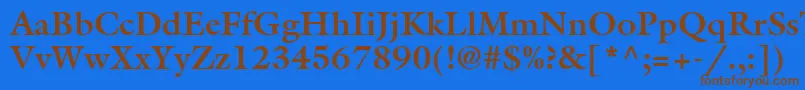 フォントAcanthusSsiBold – 茶色の文字が青い背景にあります。