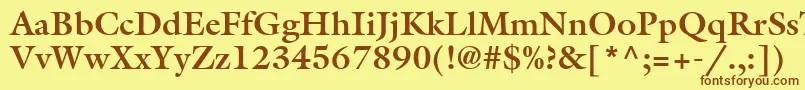 フォントAcanthusSsiBold – 茶色の文字が黄色の背景にあります。