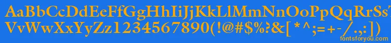 フォントAcanthusSsiBold – オレンジ色の文字が青い背景にあります。