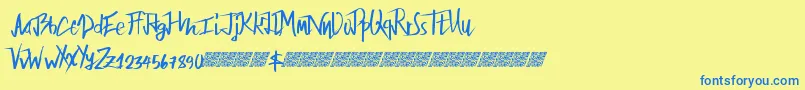 Fairbanks-Schriftart – Blaue Schriften auf gelbem Hintergrund