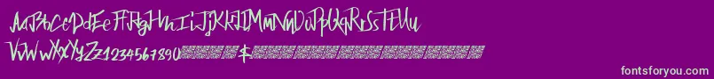 Fonte Fairbanks – fontes verdes em um fundo violeta