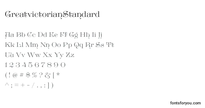 Czcionka GreatvictorianStandard – alfabet, cyfry, specjalne znaki