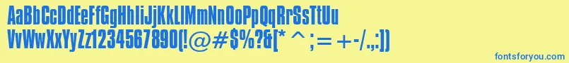 フォントCompactaBt – 青い文字が黄色の背景にあります。
