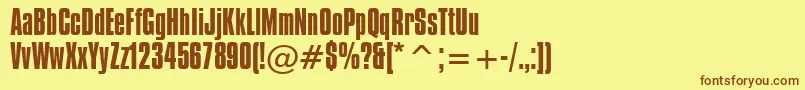 フォントCompactaBt – 茶色の文字が黄色の背景にあります。
