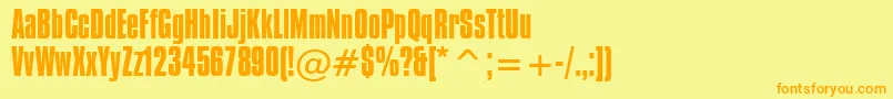 フォントCompactaBt – オレンジの文字が黄色の背景にあります。