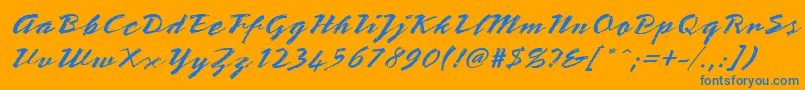 フォントStTeresitaScript – オレンジの背景に青い文字