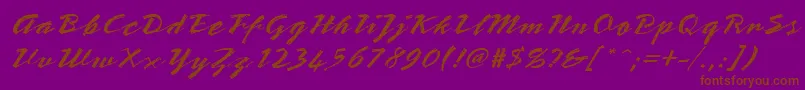 StTeresitaScript-Schriftart – Braune Schriften auf violettem Hintergrund