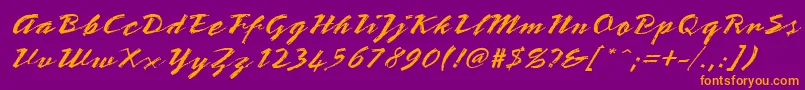 StTeresitaScript Font – Orange Fonts on Purple Background