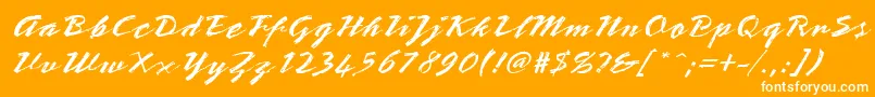 StTeresitaScript-Schriftart – Weiße Schriften auf orangefarbenem Hintergrund