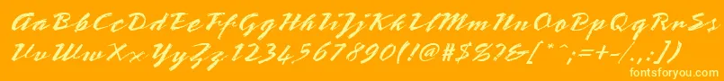 StTeresitaScript-Schriftart – Gelbe Schriften auf orangefarbenem Hintergrund