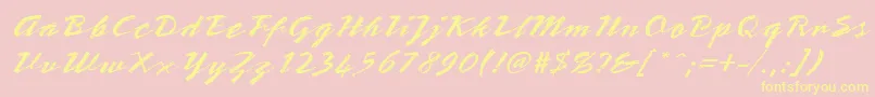 StTeresitaScript-Schriftart – Gelbe Schriften auf rosa Hintergrund