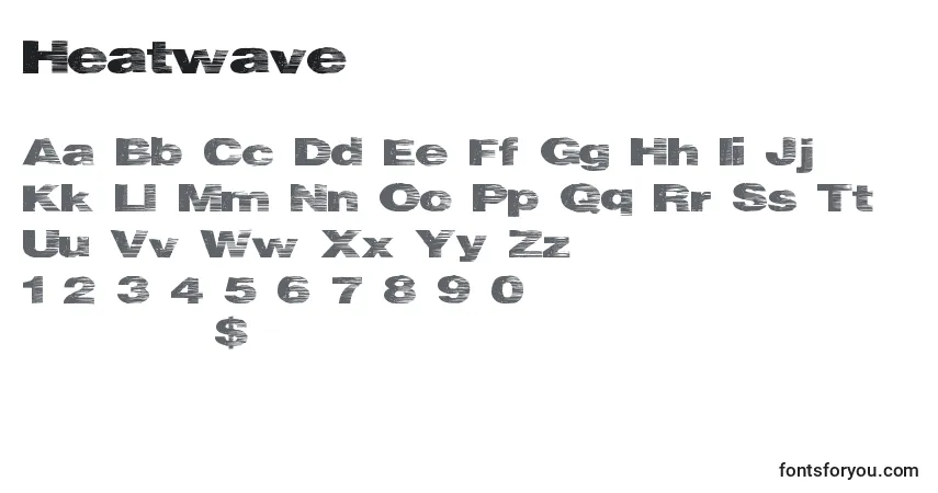 Шрифт Heatwave – алфавит, цифры, специальные символы
