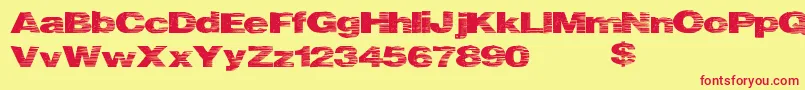Heatwave-Schriftart – Rote Schriften auf gelbem Hintergrund