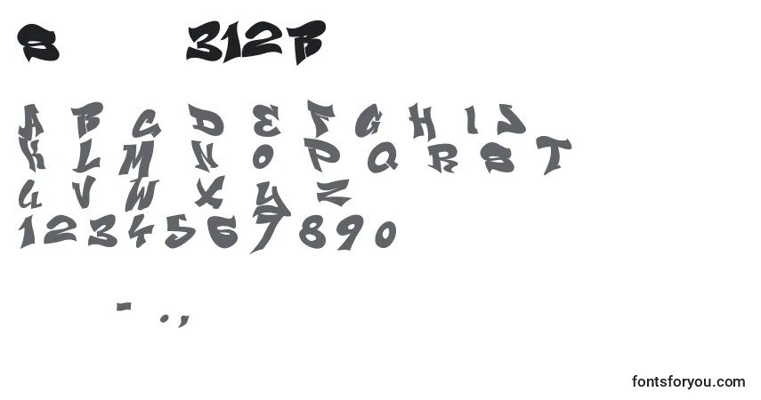 A fonte Smasher312Black – alfabeto, números, caracteres especiais
