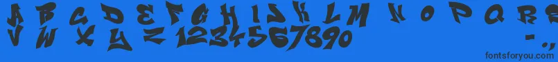 Smasher312Black-Schriftart – Schwarze Schriften auf blauem Hintergrund