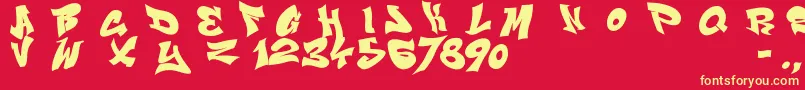 フォントSmasher312Black – 黄色の文字、赤い背景