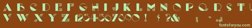 フォントLabyrinth – 緑色の文字が茶色の背景にあります。