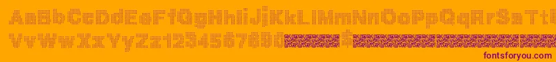 Megabits-Schriftart – Violette Schriften auf orangefarbenem Hintergrund