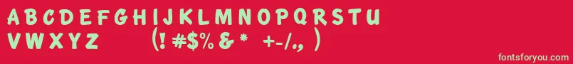 フォントKtfRoadbrush – 赤い背景に緑の文字