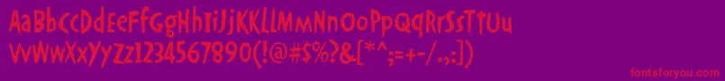 Okrienhmkbold-Schriftart – Rote Schriften auf violettem Hintergrund