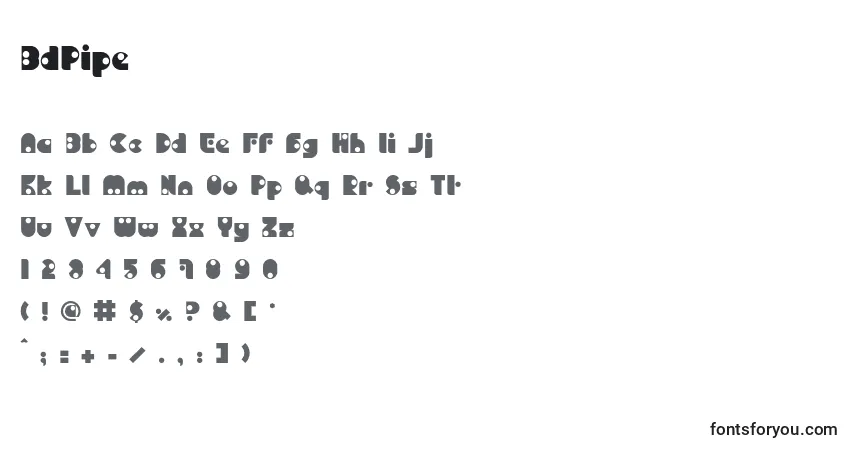 Czcionka BdPipe – alfabet, cyfry, specjalne znaki