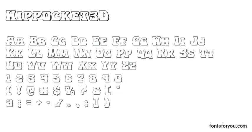 A fonte Hippocket3D – alfabeto, números, caracteres especiais