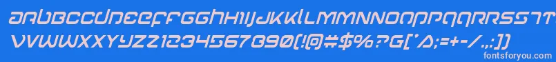 Gunrunnercondital Font – Pink Fonts on Blue Background
