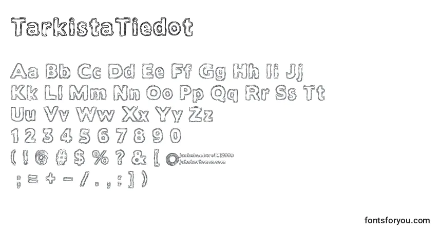 A fonte TarkistaTiedot – alfabeto, números, caracteres especiais