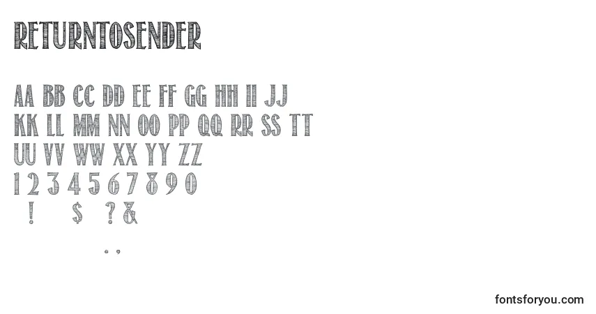 ReturnToSenderフォント–アルファベット、数字、特殊文字