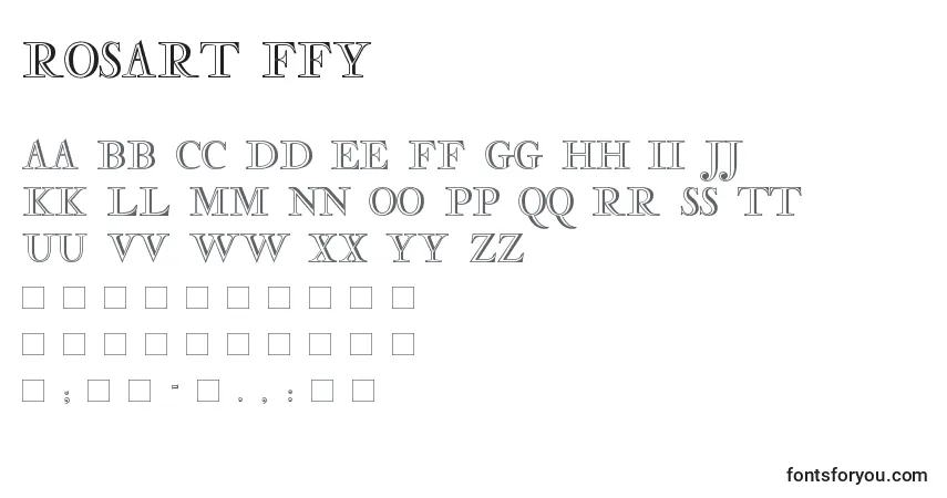 A fonte Rosart ffy – alfabeto, números, caracteres especiais
