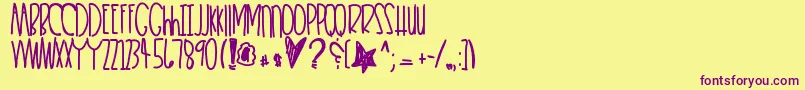 Heartkeeper-Schriftart – Violette Schriften auf gelbem Hintergrund