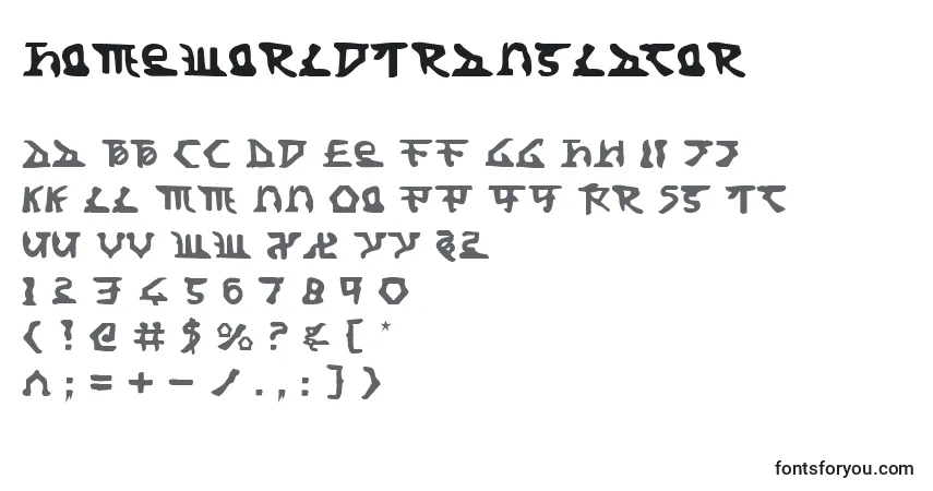 Fuente HomeworldTranslator - alfabeto, números, caracteres especiales