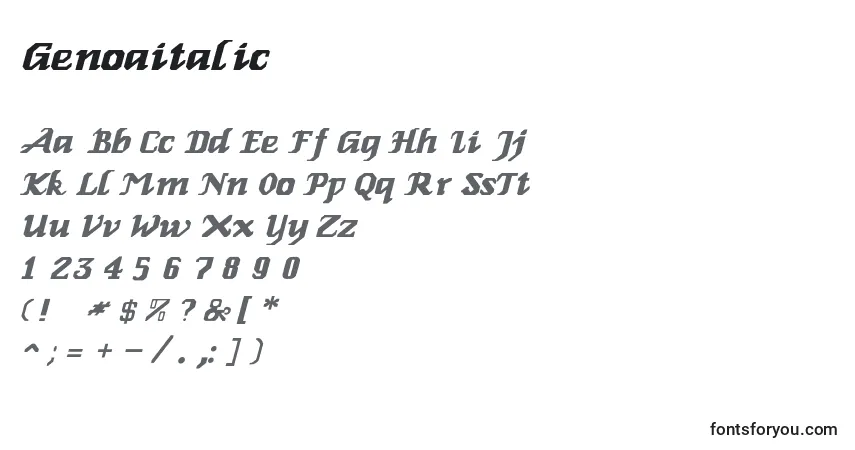 Genoaitalic Font – alphabet, numbers, special characters
