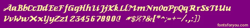 Шрифт Genoaitalic – жёлтые шрифты на фиолетовом фоне