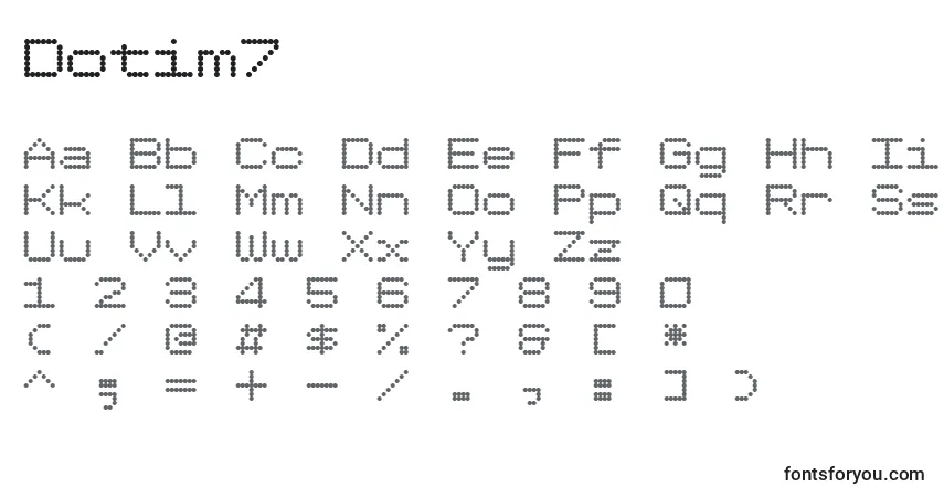 Fuente Dotim7 - alfabeto, números, caracteres especiales