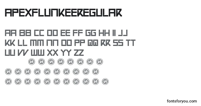Schriftart ApexflunkeeRegular – Alphabet, Zahlen, spezielle Symbole