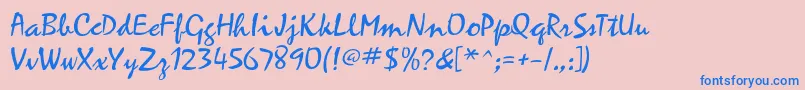 Kistyac-Schriftart – Blaue Schriften auf rosa Hintergrund