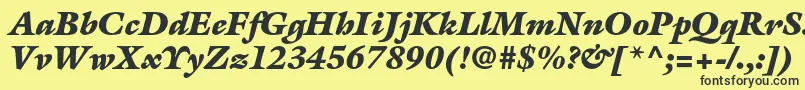 Fonte GalliardstdUltraitalic – fontes pretas em um fundo amarelo