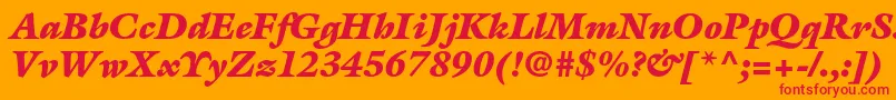 GalliardstdUltraitalic-Schriftart – Rote Schriften auf orangefarbenem Hintergrund