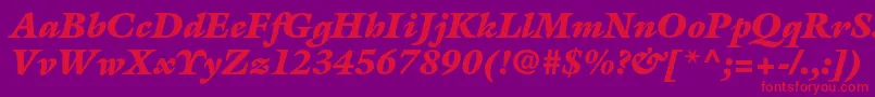 GalliardstdUltraitalic-Schriftart – Rote Schriften auf violettem Hintergrund