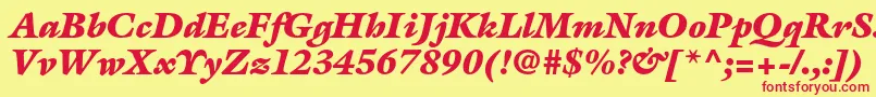 Czcionka GalliardstdUltraitalic – czerwone czcionki na żółtym tle