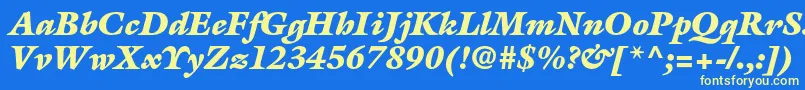 フォントGalliardstdUltraitalic – 黄色の文字、青い背景
