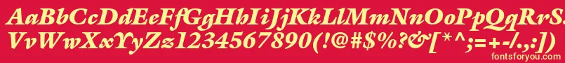 フォントGalliardstdUltraitalic – 黄色の文字、赤い背景