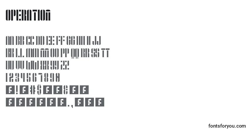 Schriftart Operation (105289) – Alphabet, Zahlen, spezielle Symbole