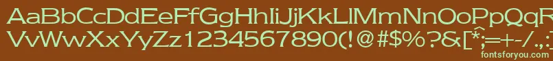 フォントNebraskaRegular – 緑色の文字が茶色の背景にあります。